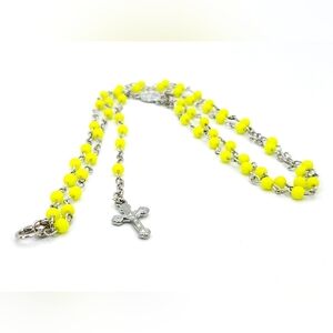Yellow rosary, beaded rosary, rosary necklace, prayer beads - new